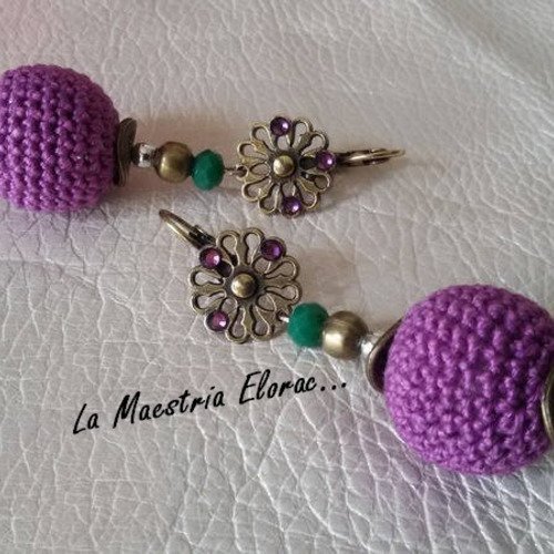  boucles d'oreilles au crochet - bijou artisanal - boucles d'oreilles pendanntes - boucles d'oreilles bohème
