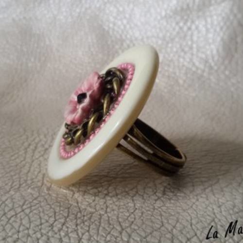 Nouveauté  bague boutons artisanale - bouton, fleur céramique, strass, breloques...