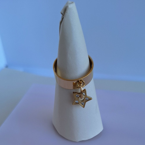 Bague étoile acier inoxydable, cristaux