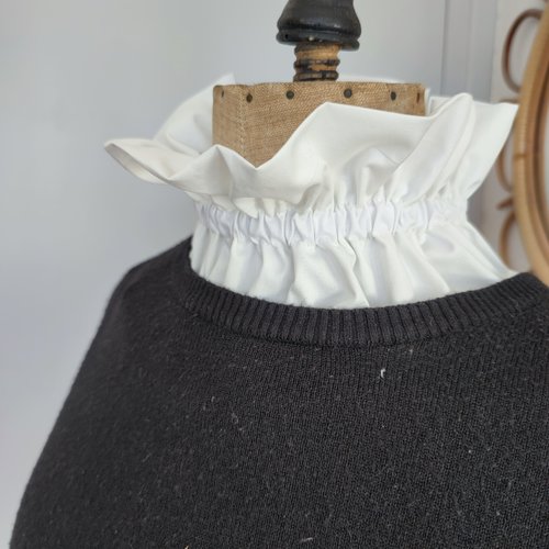 Col victorien froncé amovible blanc