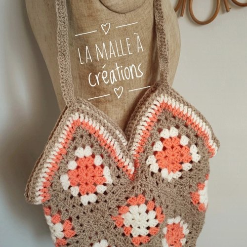 Sac en granny square crocheté main