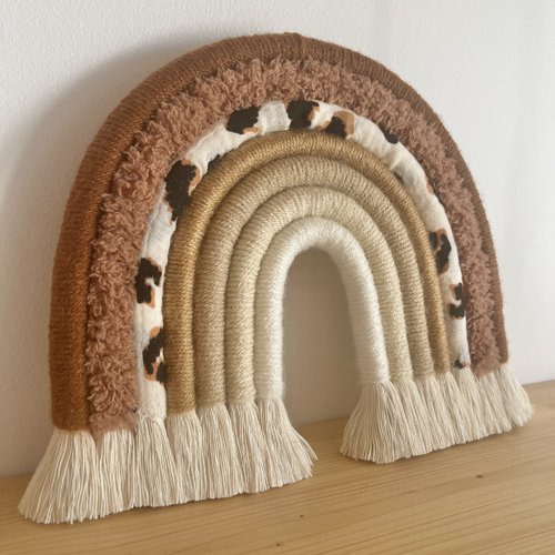 Arc-en-ciel en macramé avec biais en coton à personnaliser