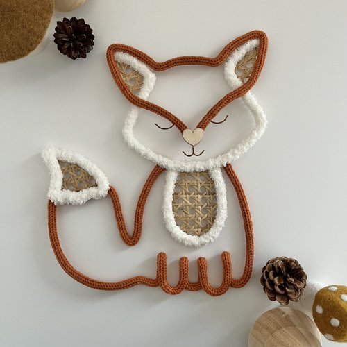 Décoration murale renard en tricotin