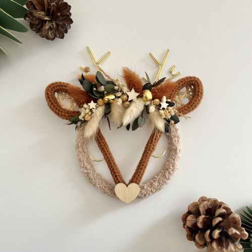 Décoration murale tête de renne fleuri