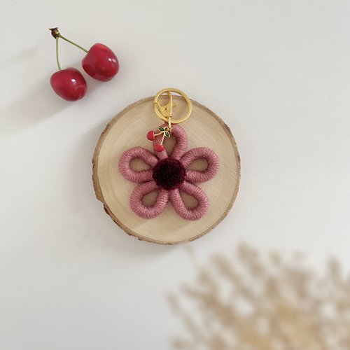 Porte clés fleur « les butineuses » cerise