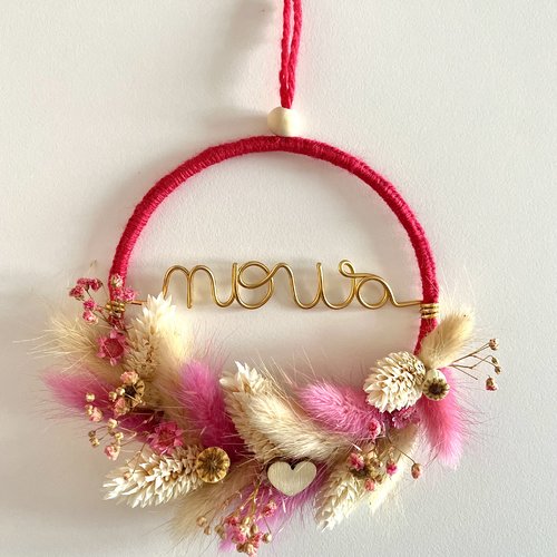 Mini couronne de fleurs séchées « nous » cadeau saint-valentin