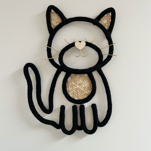 Décoration murale chat en tricotin à personnaliser