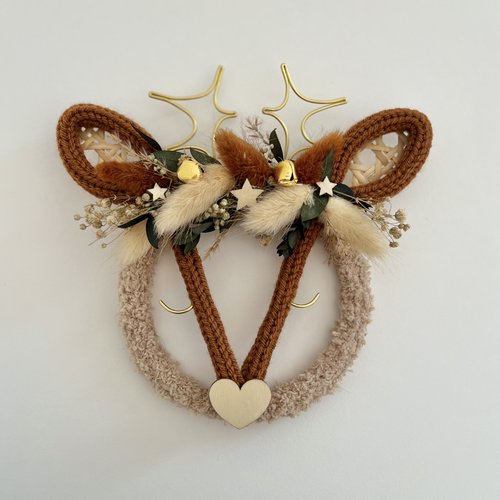 Décoration murale tête de renne fleuri