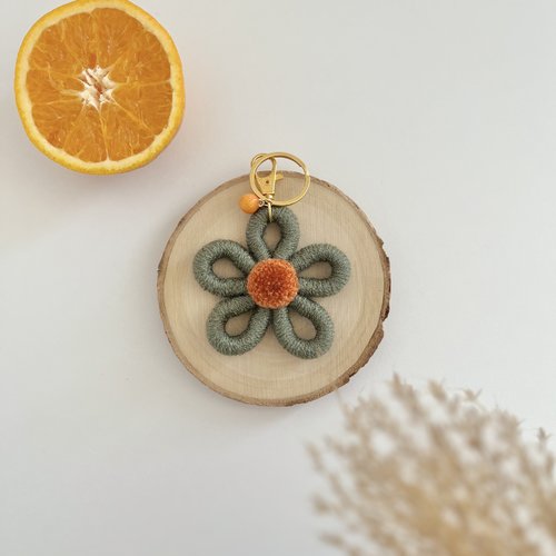 Porte clés fleur « les butineuses » orange