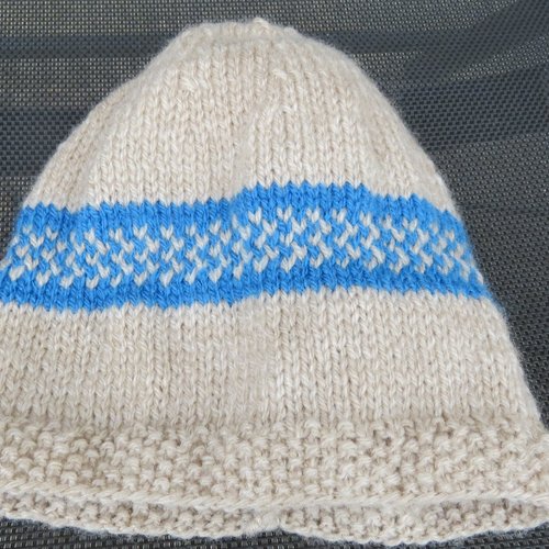 Bonnet enfant 12/18 mois en laine tricoté main