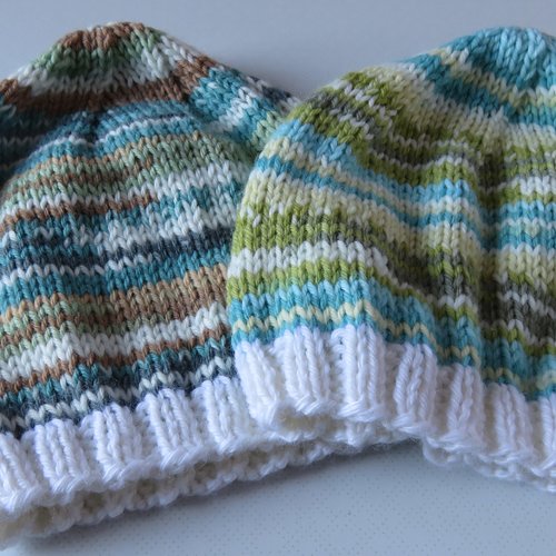 Bonnets laine bébé tricotés main