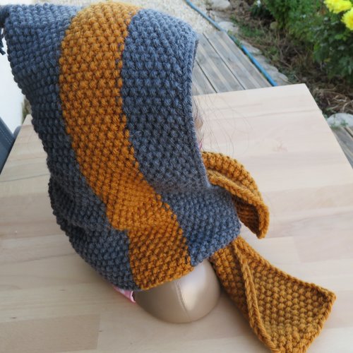Bonnet béguin tricoté main avec laine phildar