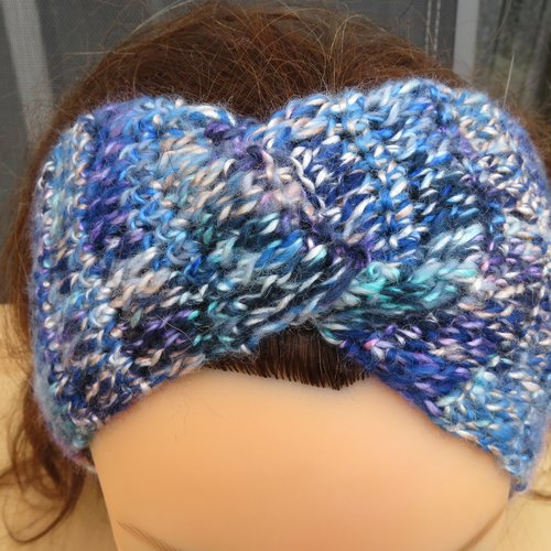 Bandeau headband cache oreilles laine tricotés main
