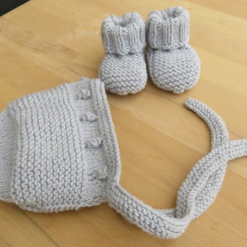 Béguin et chaussons laine bébé fait main