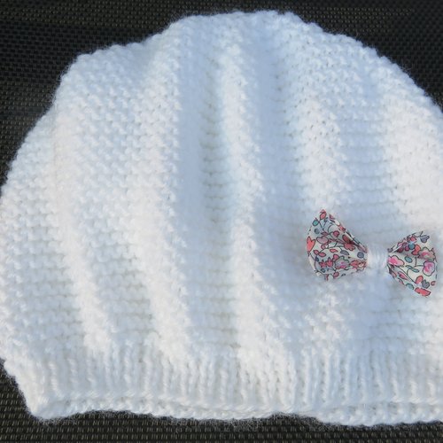 Bonnet bébé laine spéciale layette tricoté main