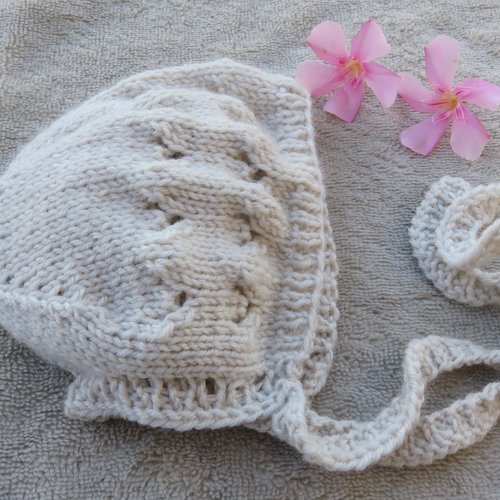 Béguin bébé naissance / laine spéciale layette/ fait main