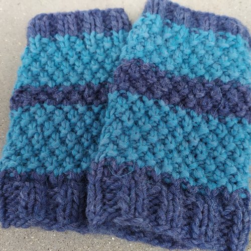 Mitaines laine tricotées main
