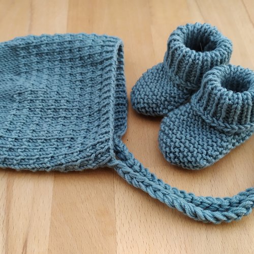 Béguin et chaussons en laine mérinos pour bébé