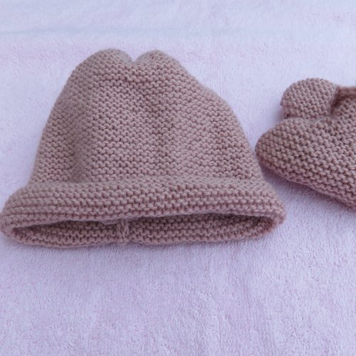 Bonnet et chaussons laine mérinos pour bébé