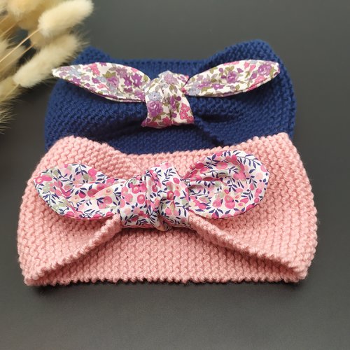 Bandeau laine mérinos bébé noeud liberty