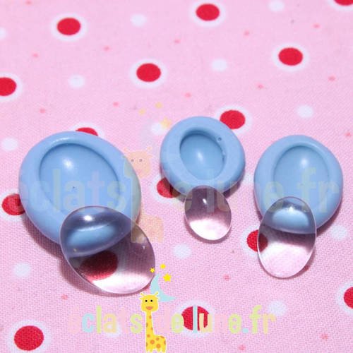 Moules silicone lot de 3 petits cabochon oval 10/18/14mm