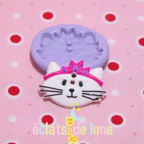 Moule silicone bouton chat couronné 27/20mm