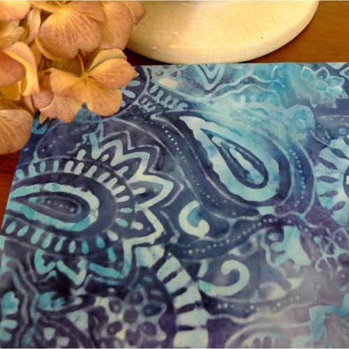 Coupon de tissu 50 x 55 cm imprimé batik bleu