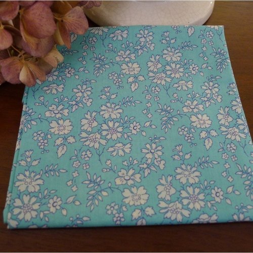    coupon tissu 50 x 100 cm liberty capel t turquoise