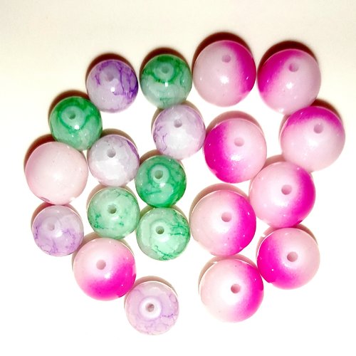 Perles en mélange 10 et 12 mm verre