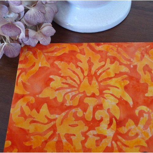 Coupon de tissu 50 x 55 cm imprimé batik orange