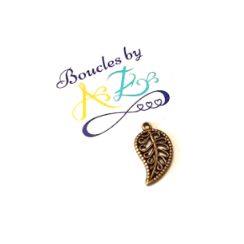 *breloque feuille bronze 19x11mm br1-3.*