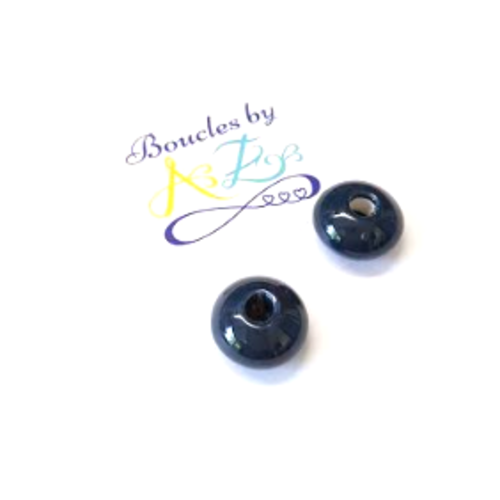 Perles rondes céramique bleu marine 15mm x2 pble1-12