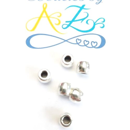 Perles rondes argentées 6x5mm x15 par2-8.