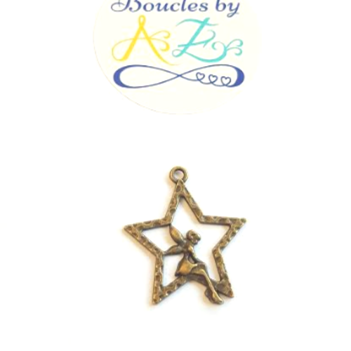 Breloque étoile bronze 28x25mm br4-5.
