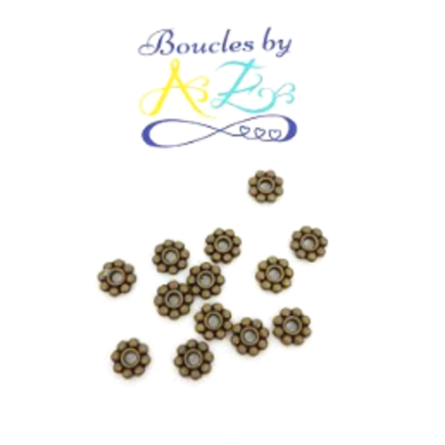 Perles intercalaires fleurs bronze 6mm x10 pbr1-7