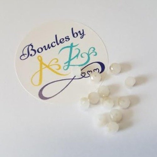 Perles à facettes blanches/dorées 4x3mm x50 pblc1-15
