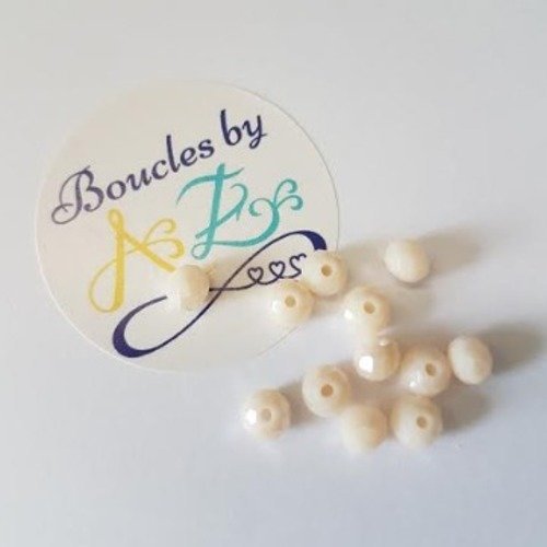 Perles à facettes beiges 6x4mm x20 pblc1-20.