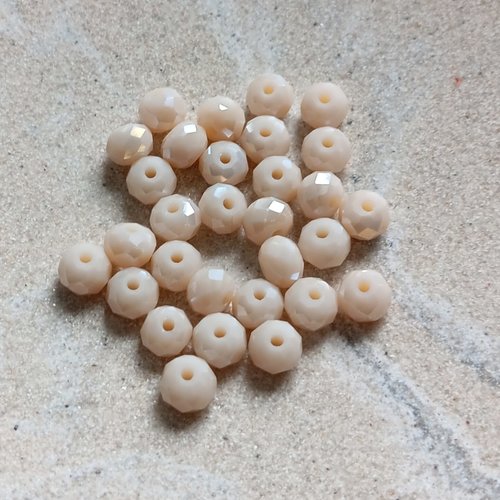 Perles rondelles à facettes beiges 6x4mm x30 pblc1-20