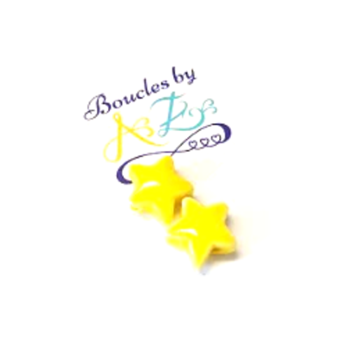 Perles étoiles jaunes en céramique x2 pja1-20.