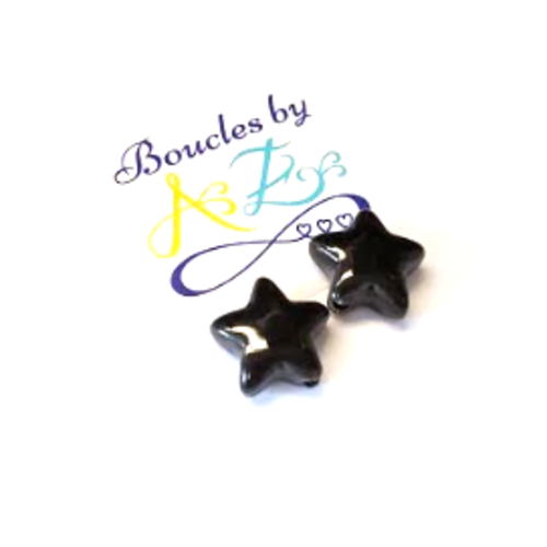 Perles étoiles en céramique noire x2 pno1-22.