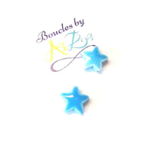 Perles étoiles, bleu clair, en céramique 15mm x2 ptu1-22.