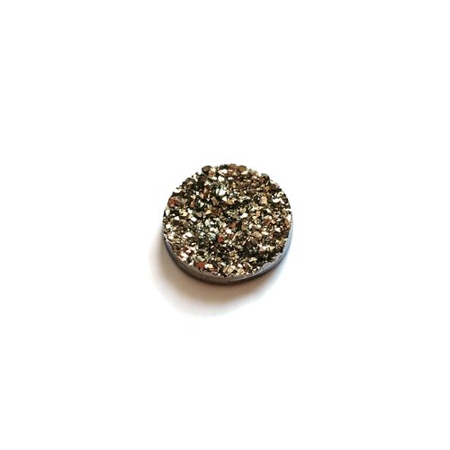 Cabochon druzy, argenté sur fond noir 18mm car18-4