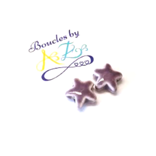 Perles étoiles violettes en céramique 15mm x2 pvi1-24