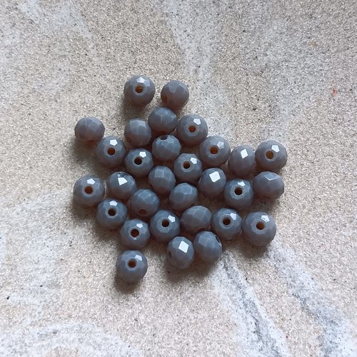 Perles rondelles à facettes grises 6x4mm x30 pgr2-19