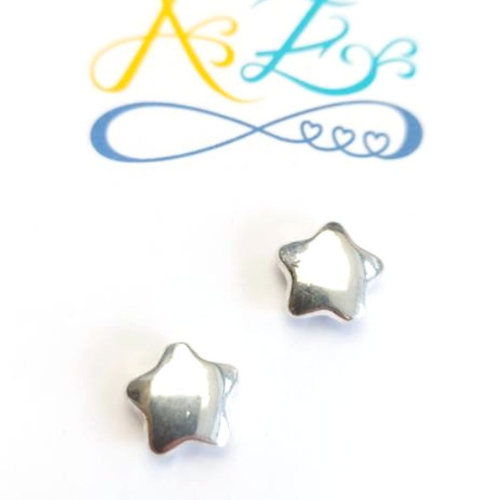 Perles étoiles argentées 11x10mm x5 par4-22