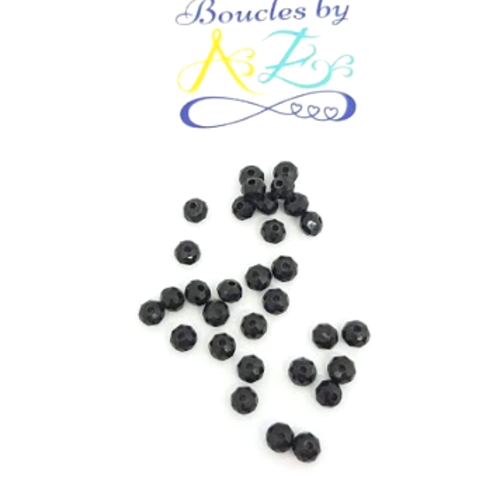Perles à facettes noires 4x3mm x50 pno2-22