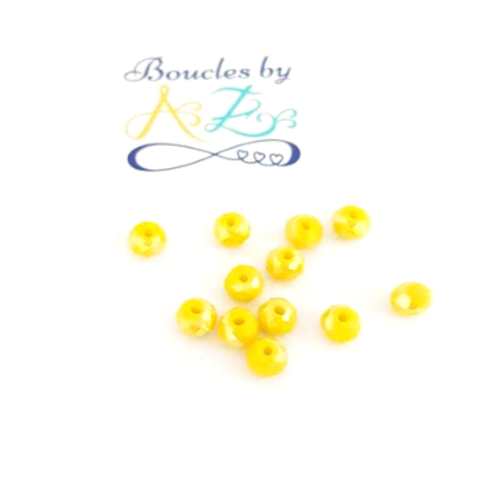 Perles à facettes jaunes 6x4mm x30 pja3-20.