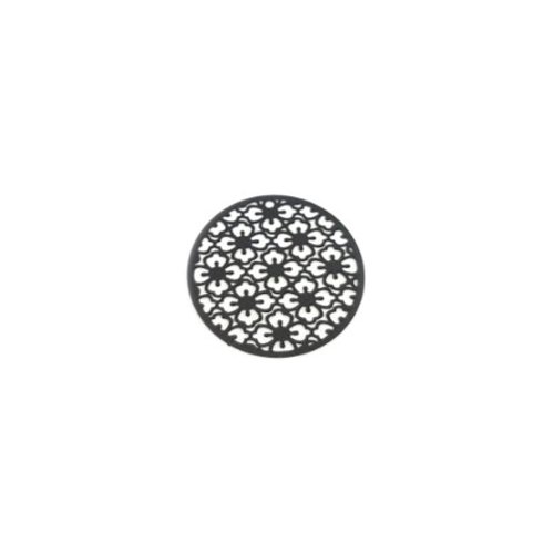 *estampe rond fleuri noir 30mm geno-43.*