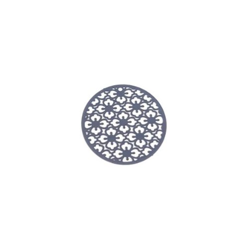 *estampe rond fleuri bleu marine 30mm geble-54.*