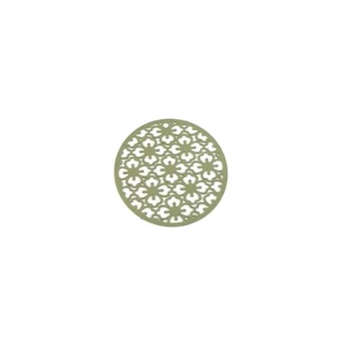*estampe rond fleuri kaki 30mm geve-35.*